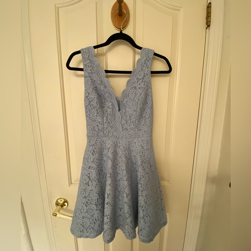 Light Blue Lace Midi Dress by City Studio (Junior size 3)